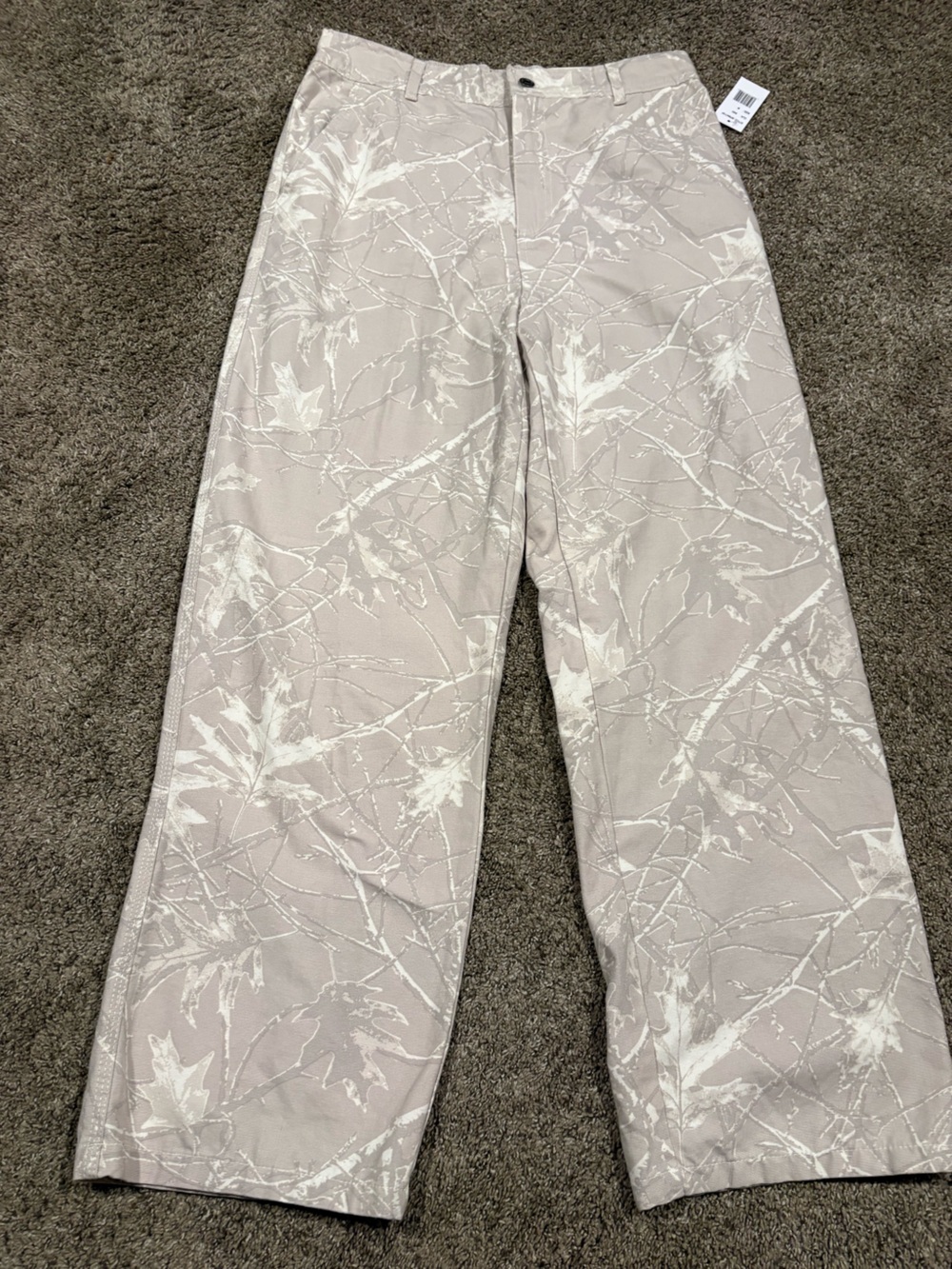 Women’s Wide-Leg Printed Pants - Cream Camo size M